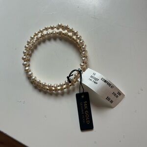 14K Gold Genuine Pearl Bracelet